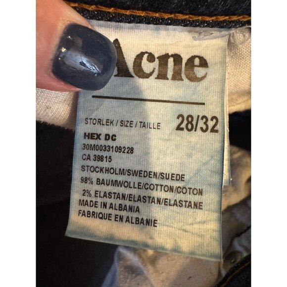 Acne Studios Jeans Women 28 Blue Indigo Medium Wash Denim Hex DC Slim Straight - Picture 10 of 13